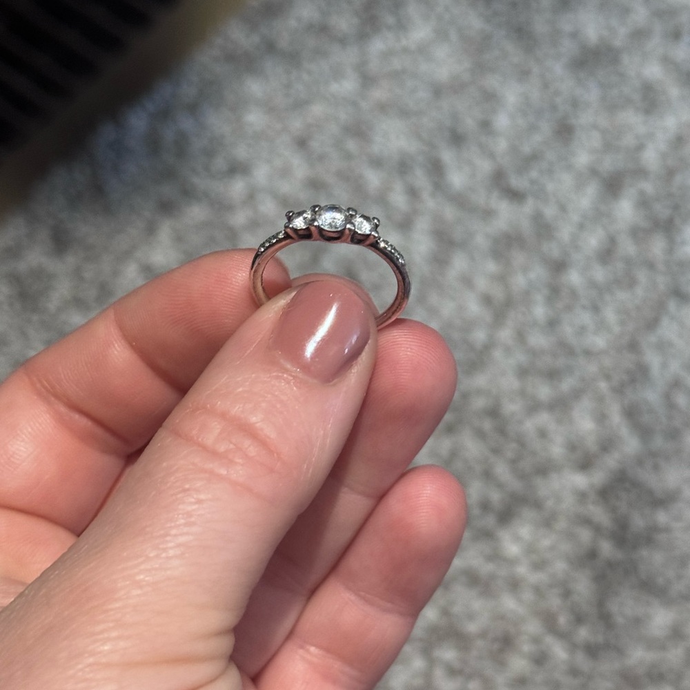 Pandora Silver and White Gemstone Ring